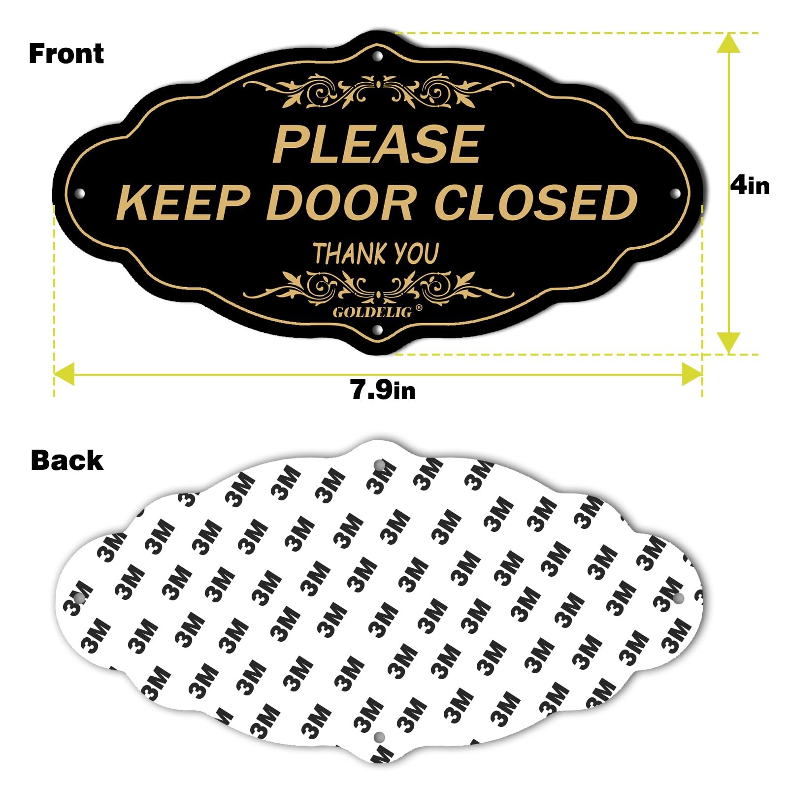 Please Keep Door Closed Sign 2 Pack 7.9 x 4 Inch Acrylic Gate Signs 3M