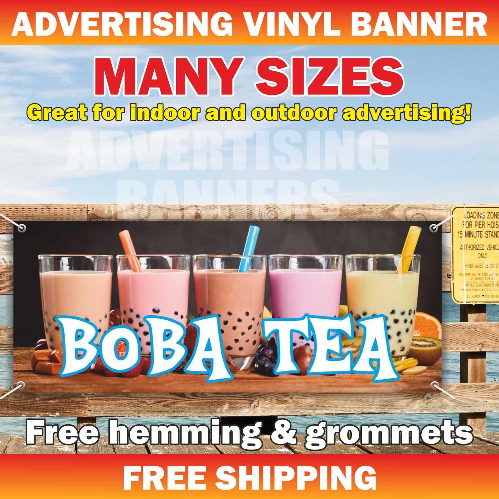 BOBA TEA Advertising Banner Vinyl Mesh Sign drink lemonade water coffee dessert