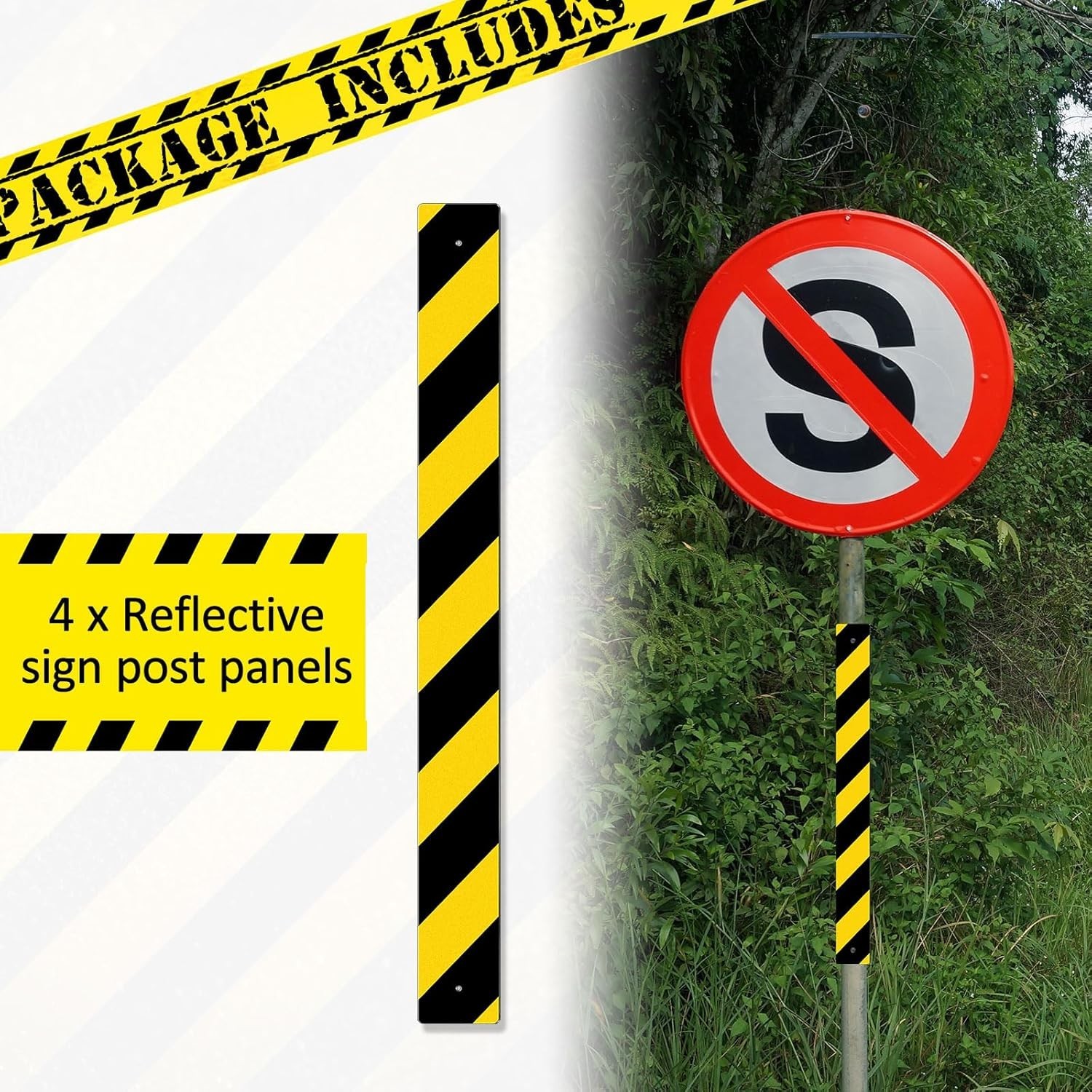4 Pcs Reflective Sign Post Panel 30 x 3 » Aluminum Reflectors for Driveway En…