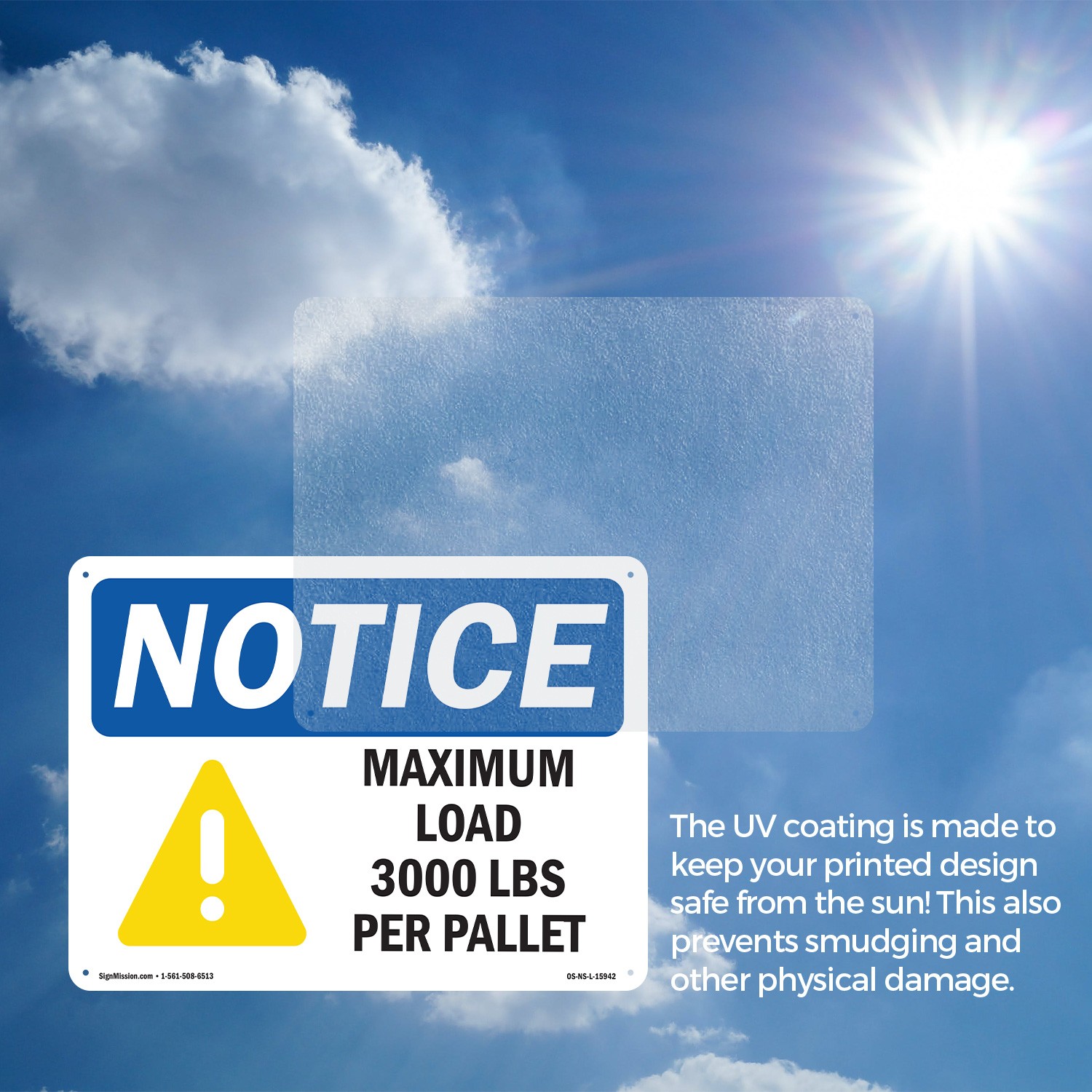 Maximum Load 3000 Lbs OSHA Notice Sign Metal, Plastic, Or Decal – 5 or 10 Pack
