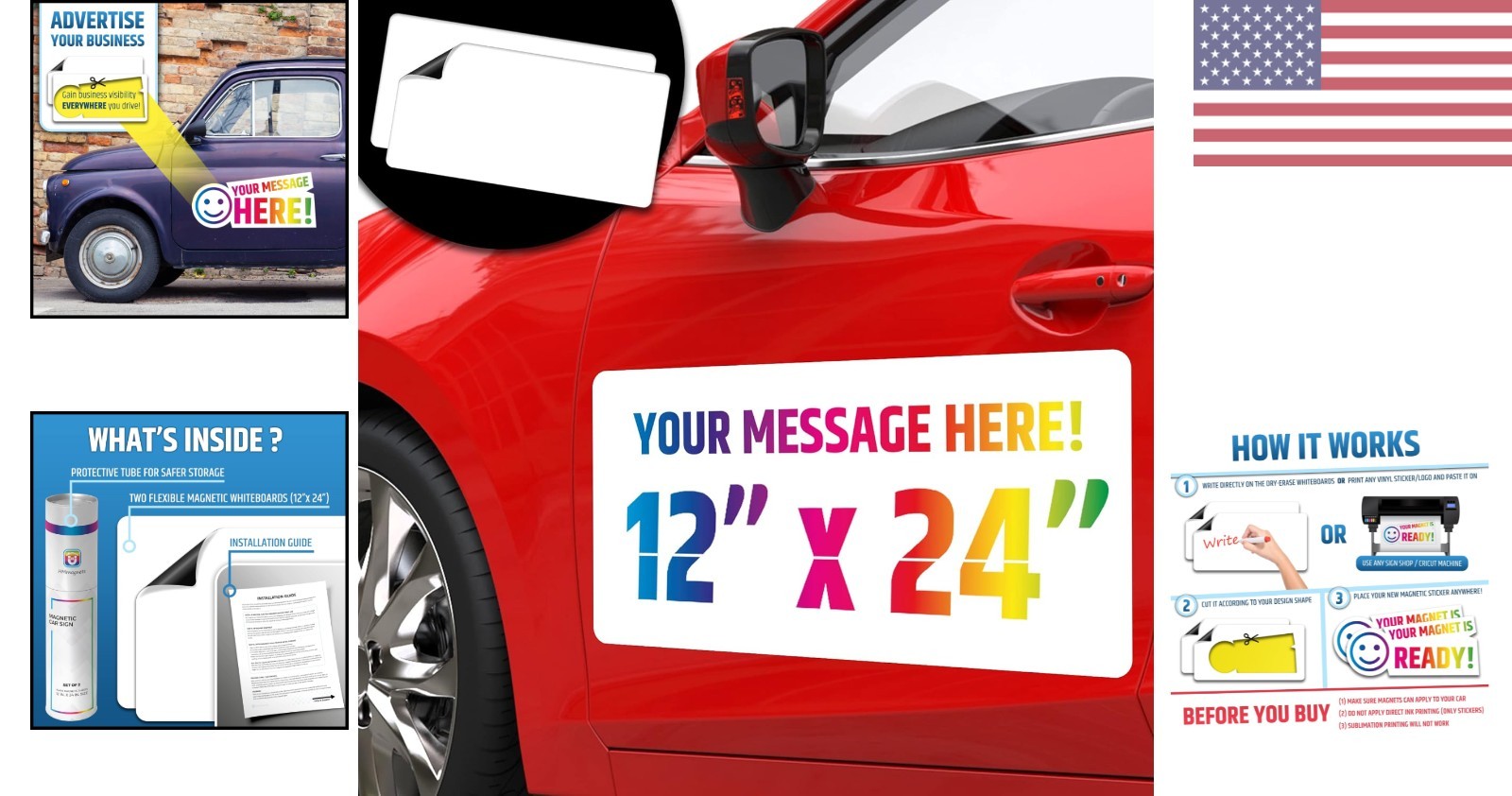 Strong Hold Blank Magnetic Car Signs – Ideal for Promoting Your Business 24×12