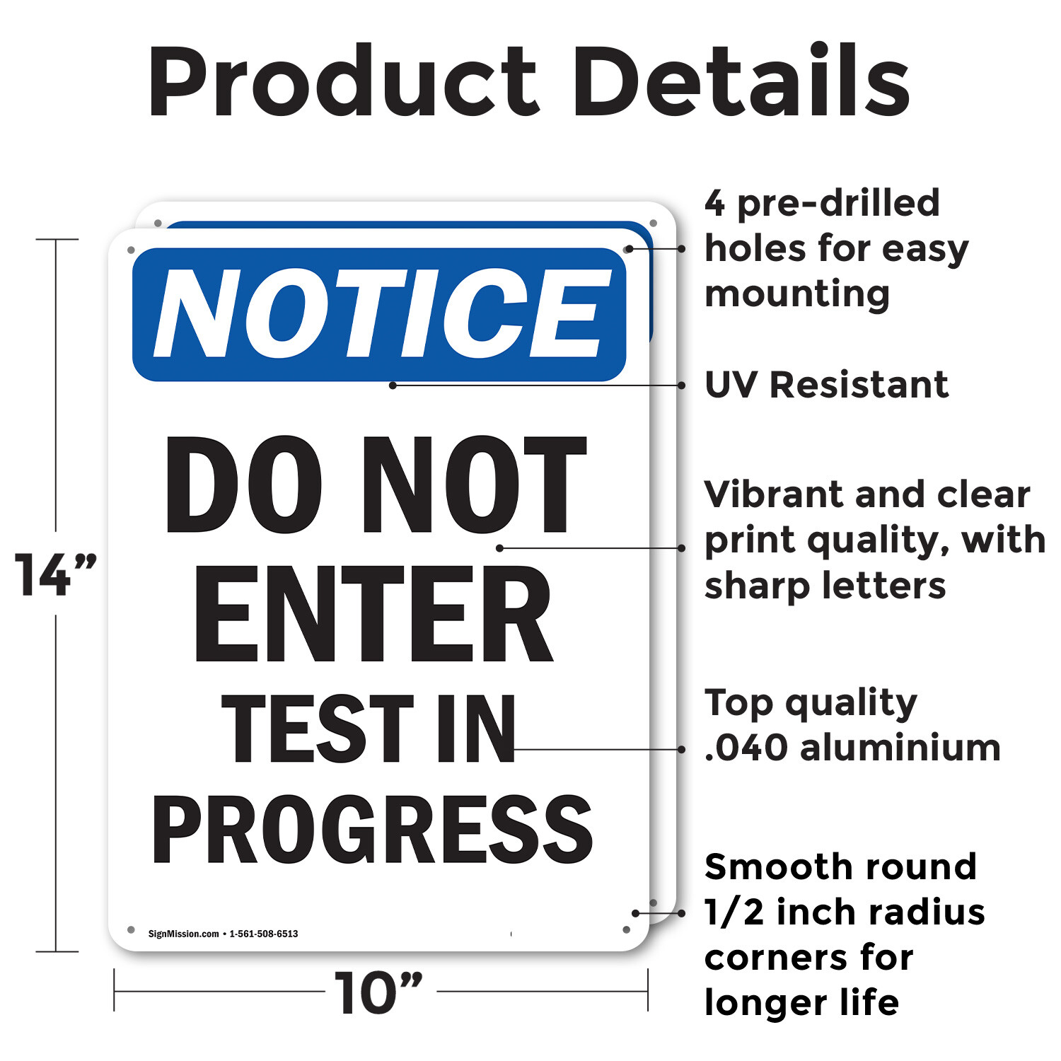 (2 Pack) Do Not Enter Test In Progress OSHA Notice Sign Decal Metal Plastic