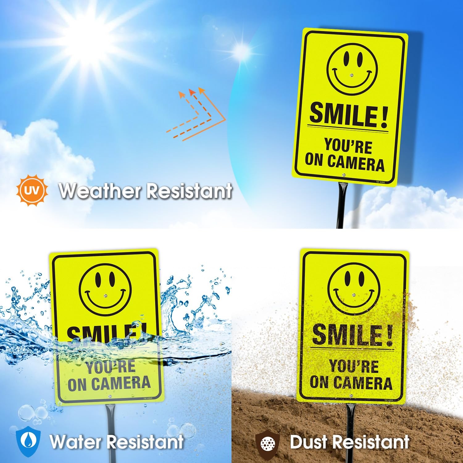 Large Smile You&rsquo;re On Camera Signs Video Surveillance Sign with 54&Prime; Stake 2 …