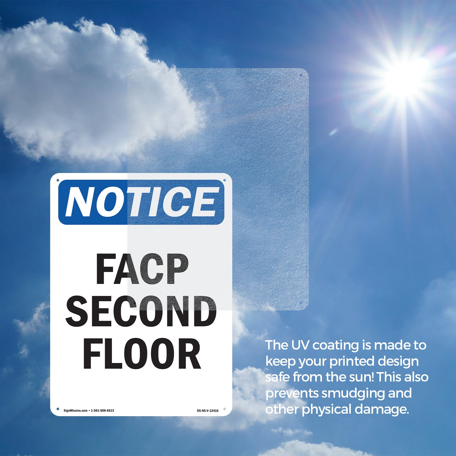 FACP Second Floor OSHA Notice Sign Metal, Plastic, Or Decal – 5 or 10 Pack