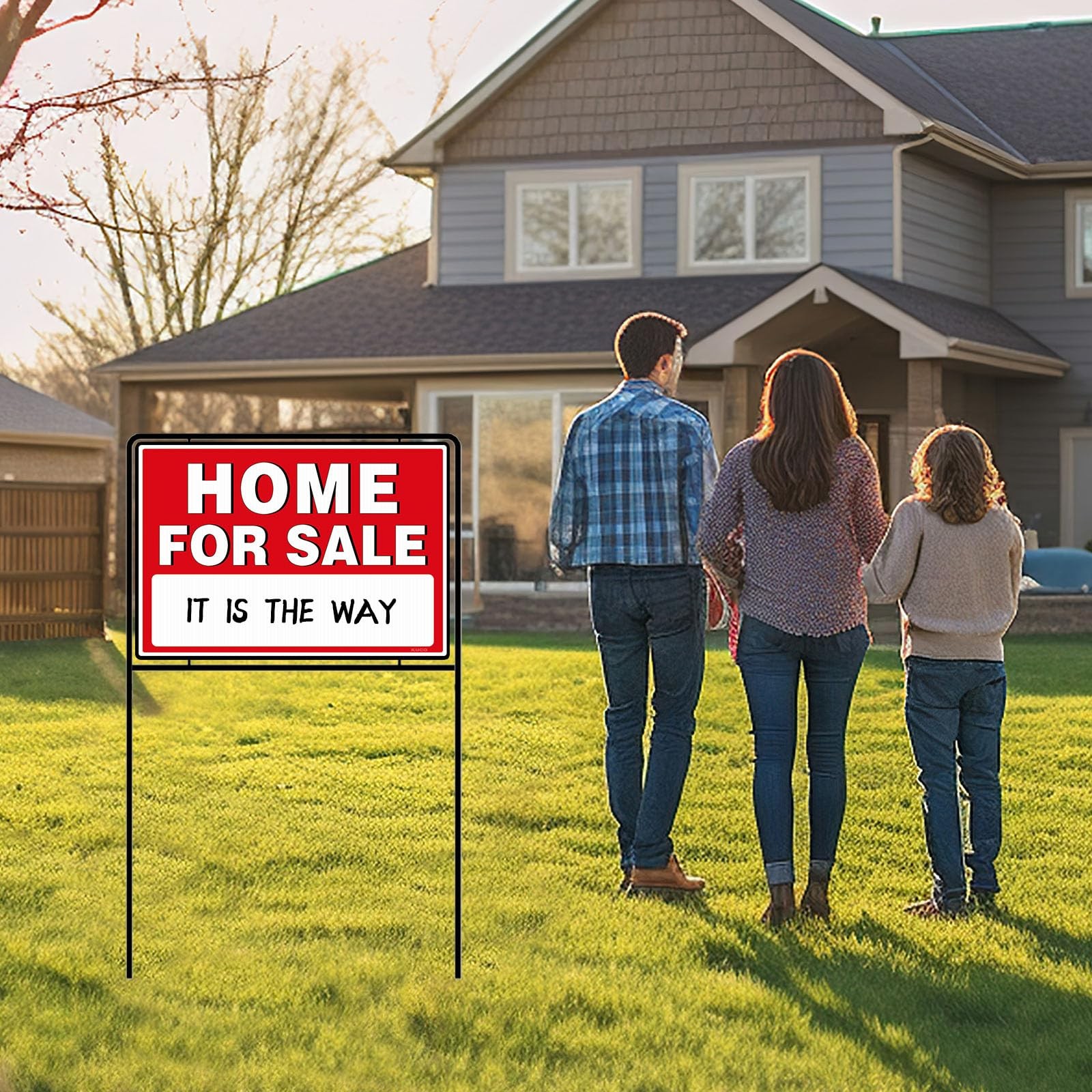 3 Pack For Sale By Owner Sign with Stakes Double Sided Real Estate Yard Sign