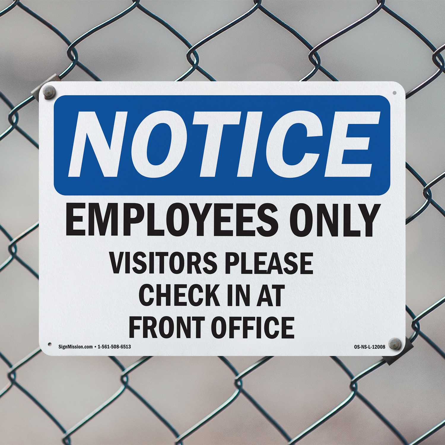 Employees Only Visitors Please Check In OSHA Notice Sign Or Decal – 5 or 10 Pack