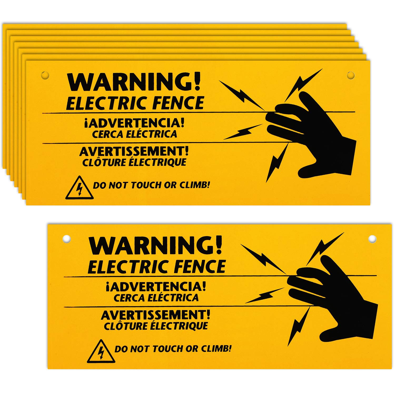 Blulu 8 Pieces Electric Fence Warning Signs 10 X 4 Inch Plastic Danger Electric