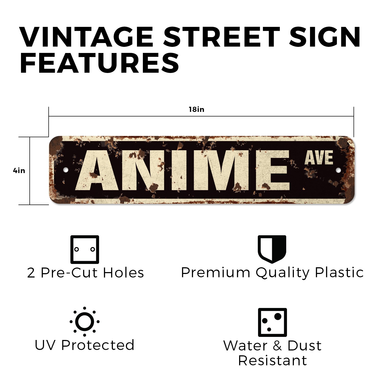 ANIME Vintage Style Street Sign Metal Plastic cartoon japanese japan show