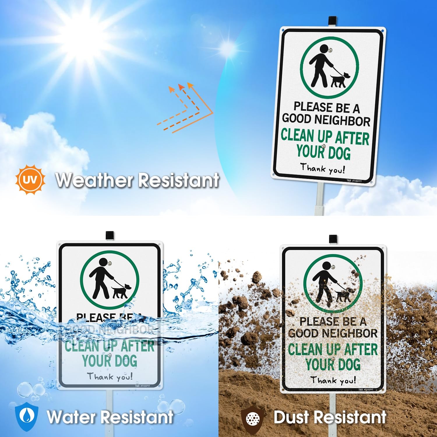 Please Be A Good Neighbor Clean Up After Your Dog Sign with 36&Prime; Stake for Out…
