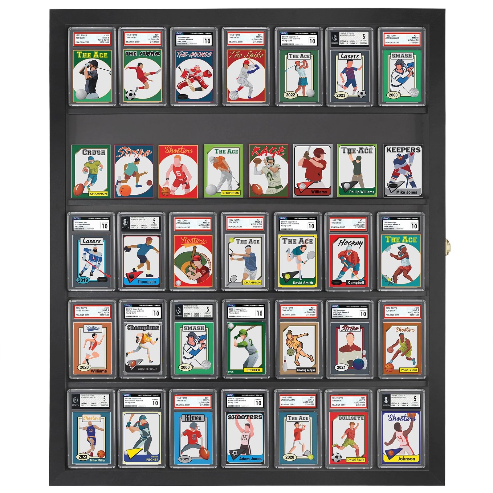 Americanflat 24×31 Baseball Card Display Case Lockable – Holds Up to 35 Colle…