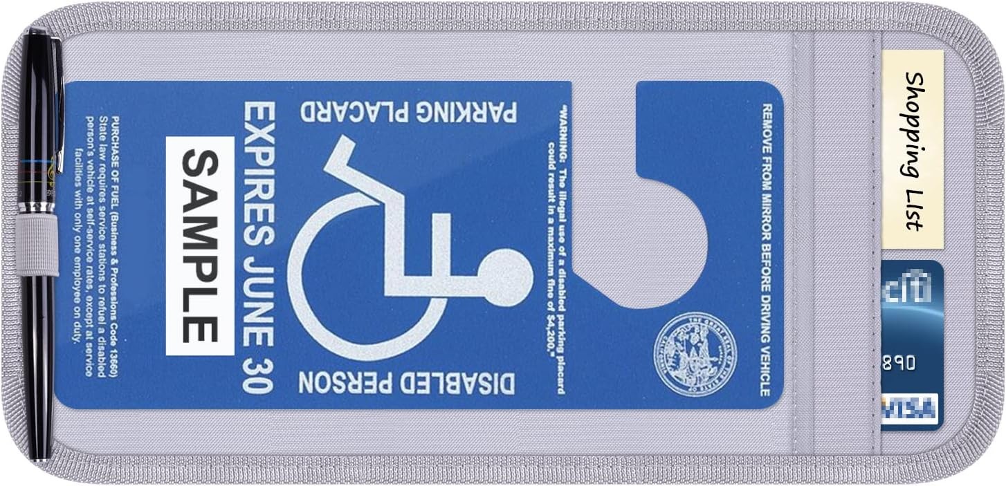 Handicap Placard Holder for Auto, Wisdompro Disabled Parking Permit Sign Gray