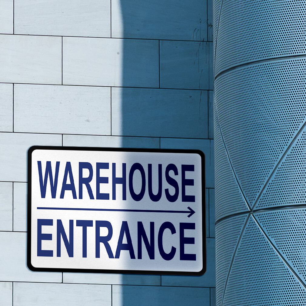 Horizontal Metal Sign Right Directional Brushed Aluminum A Warehouse