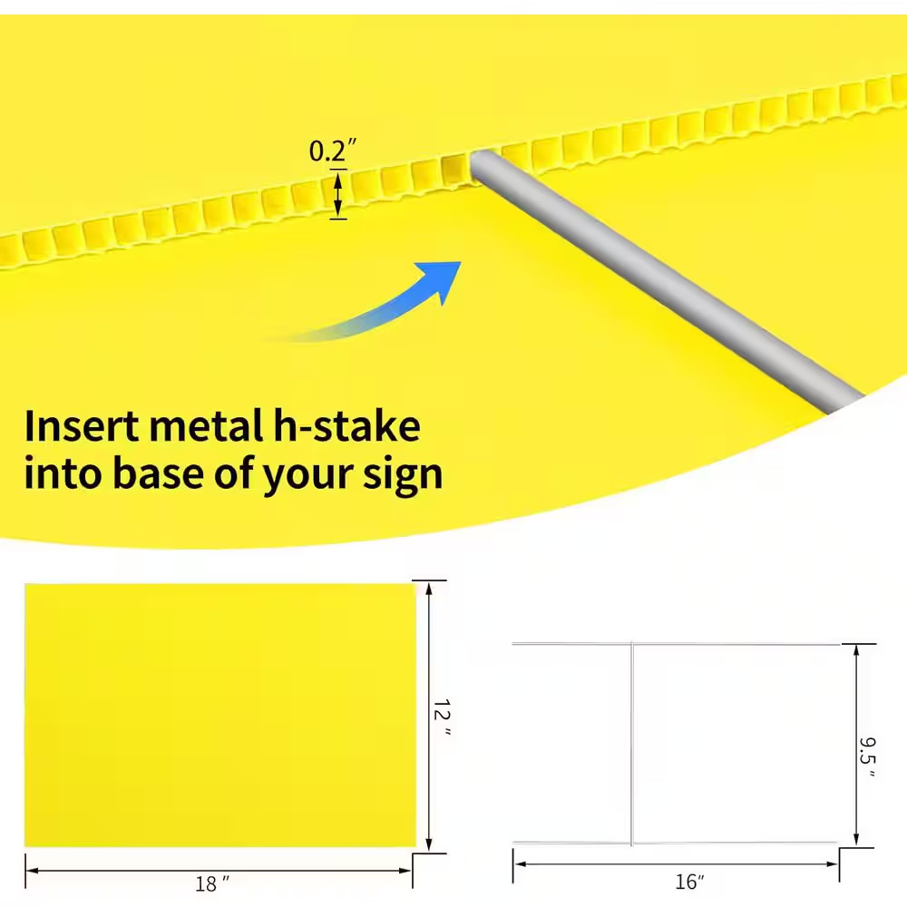10-Pack 18 In. X 12 In. Blank Yard Signs with Stakes – Waterproof Corrugated Pla