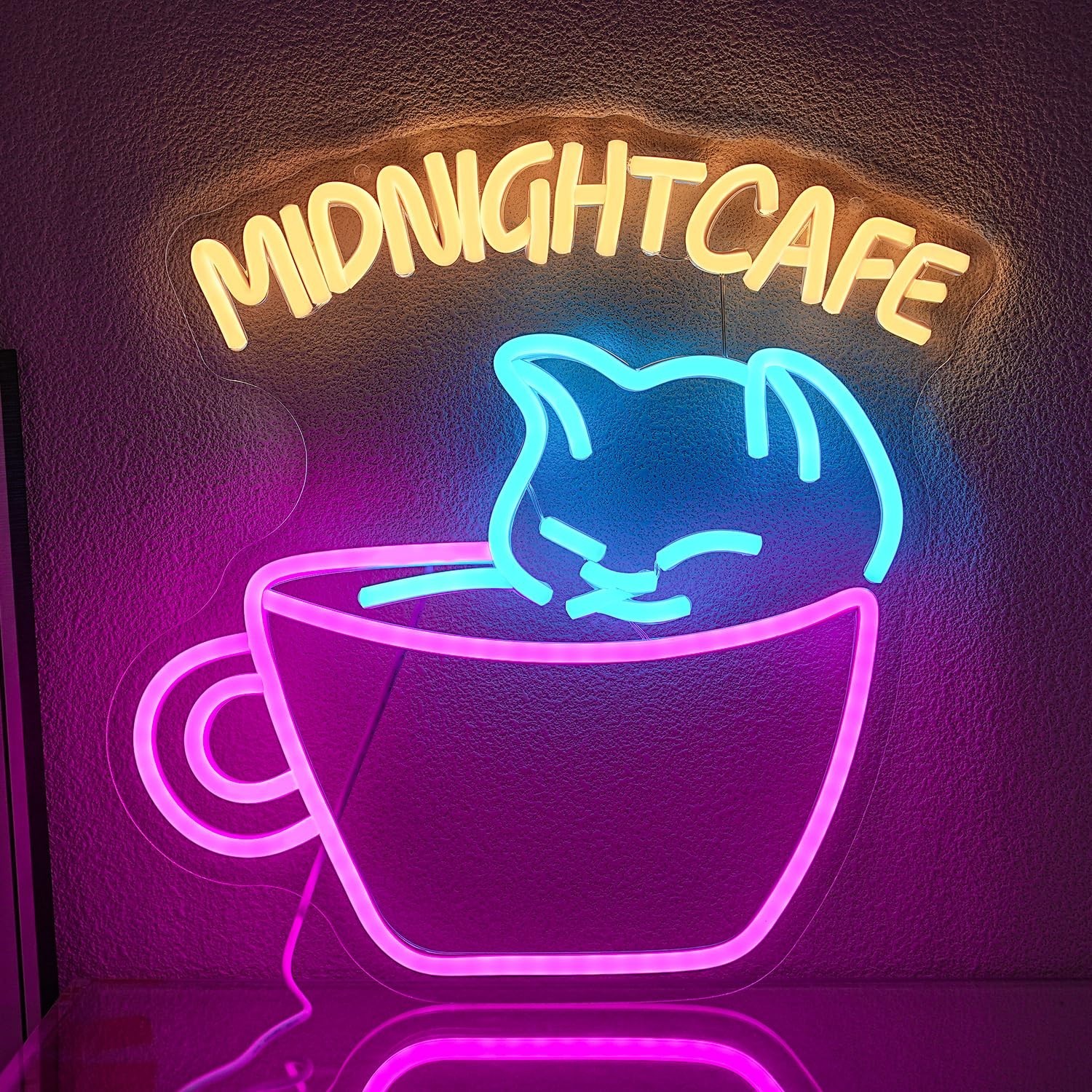 Coffee Neon Sign for Wall Decor Cat Neon Light Midnight Cafe Led Neon Signs C…