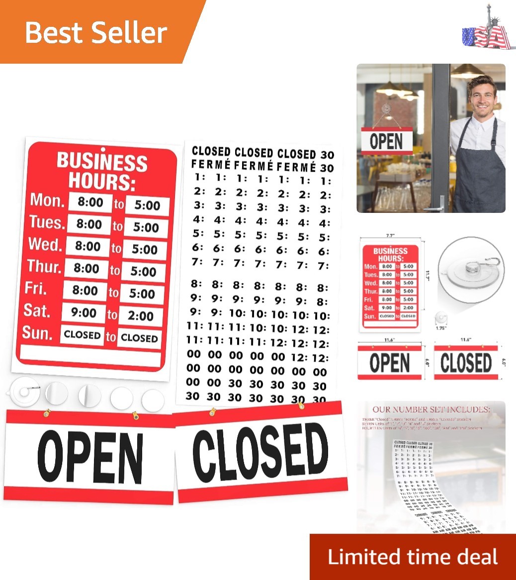 Open Closed Sign for Business – Ideal Office Hours Sign for Glass Door or Win…