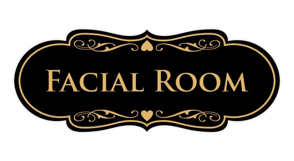 1 Pack Designer Facial Room Sign Black Gold Medium Beauty Salon Signage