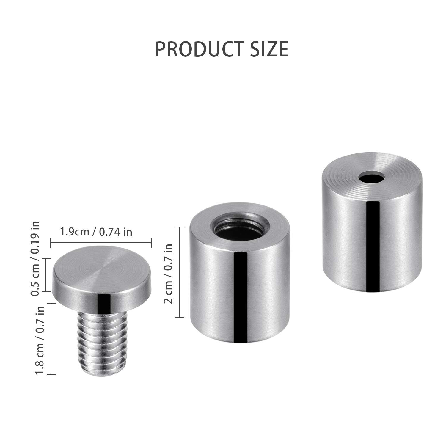 Favide 48 Packs Sign Standoff Screws Advertising 3/4 x 1 Inch, Silver