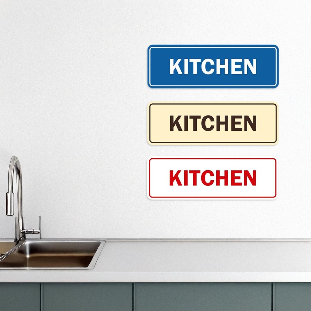 Standard Kitchen Sign Brushed Silver Large Wall Door Mount Hardware