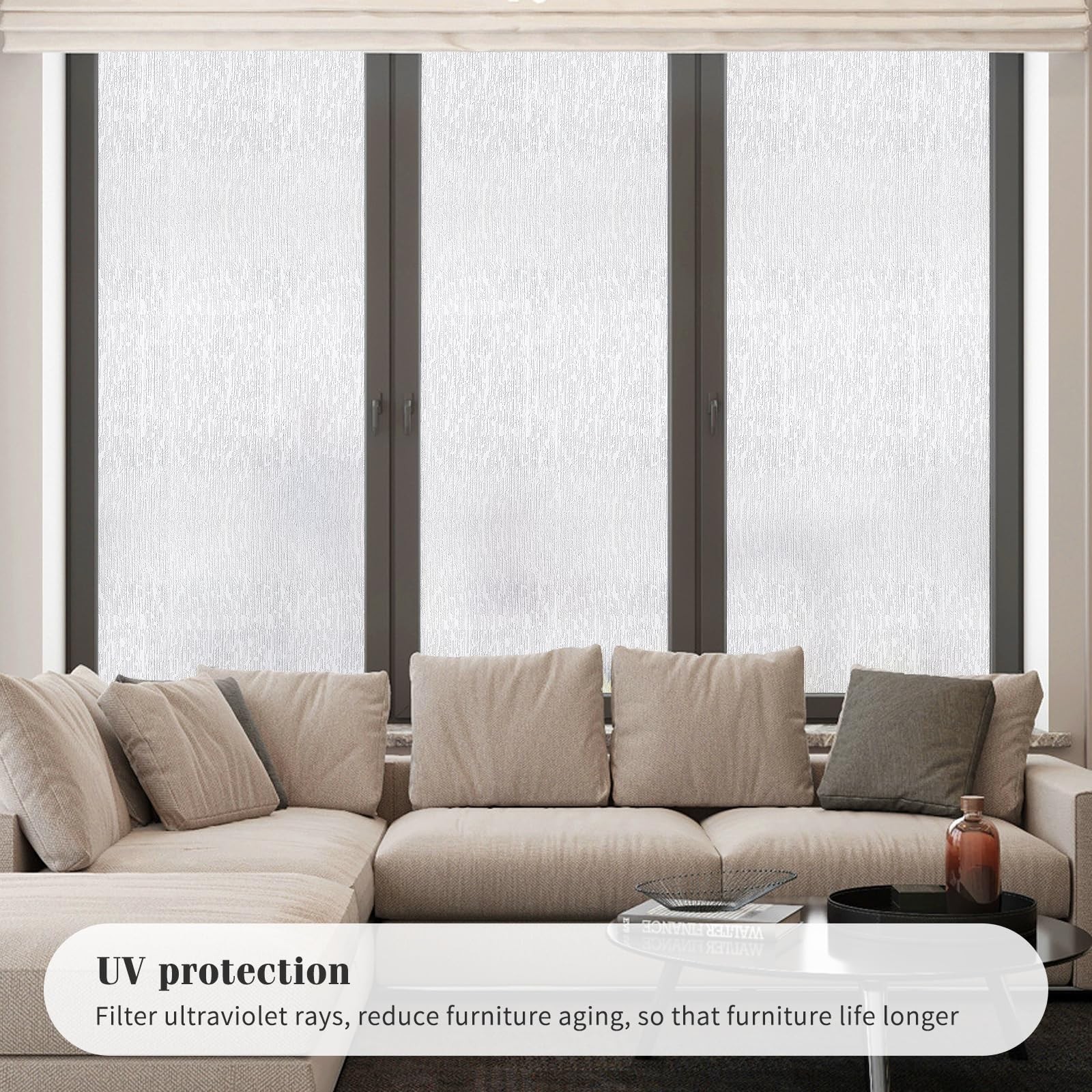 WPCTEV Window Film Non Adhesive Frosted Film Privacy Window Sticker Self Stat…