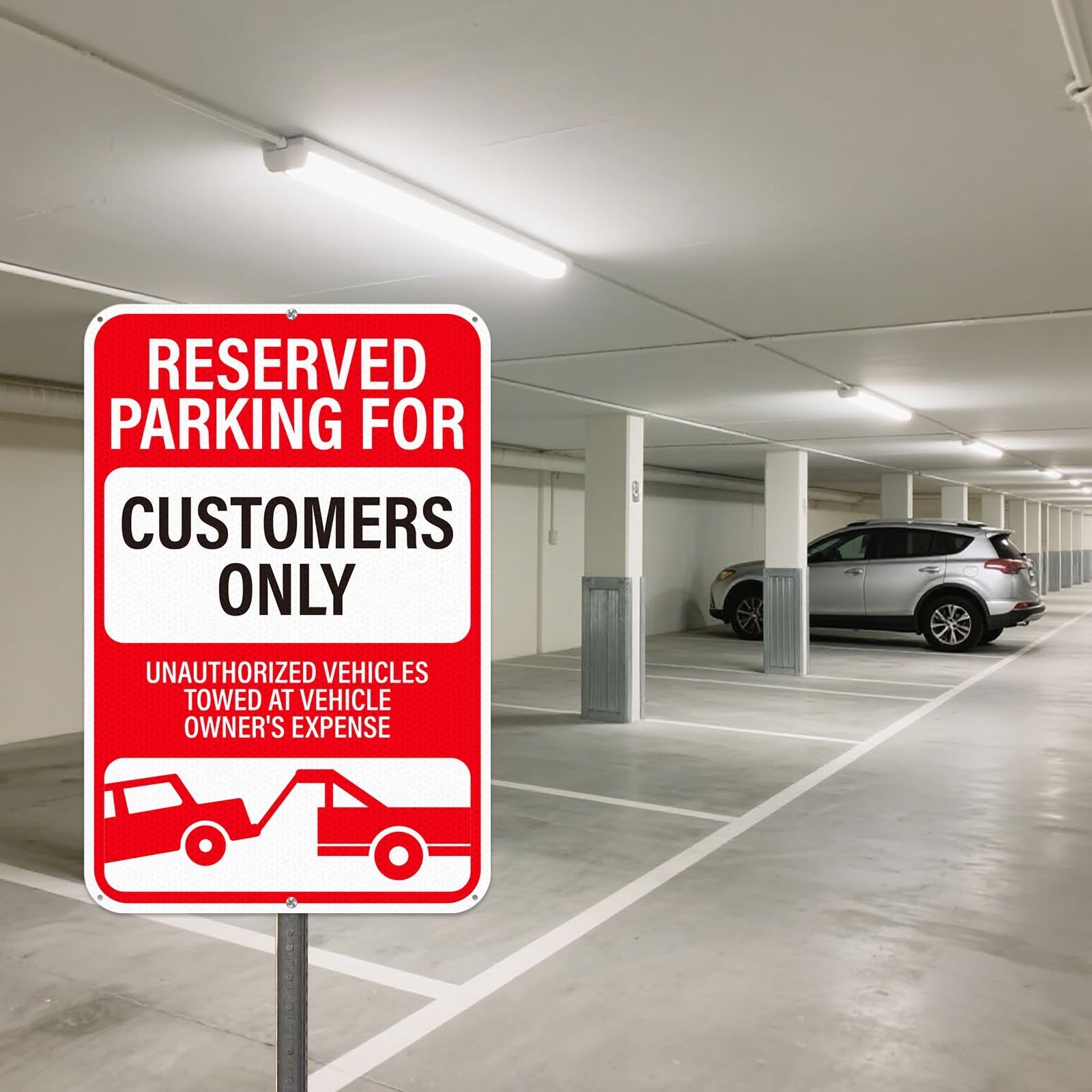 Reflective 18&Prime;x12&Prime; Customer Parking Only Sign – 2 Pack, Rust-Free Metal, Pre-Dri