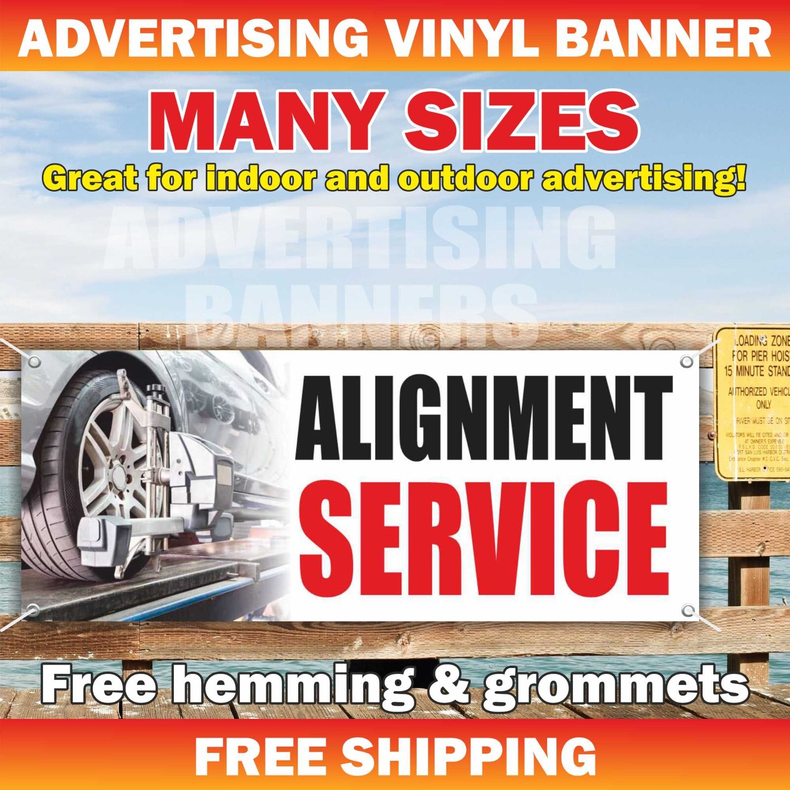 ALIGNMENT SERVICE Advertising Banner Vinyl Sign Auto Repair Mechanic Garage Shop