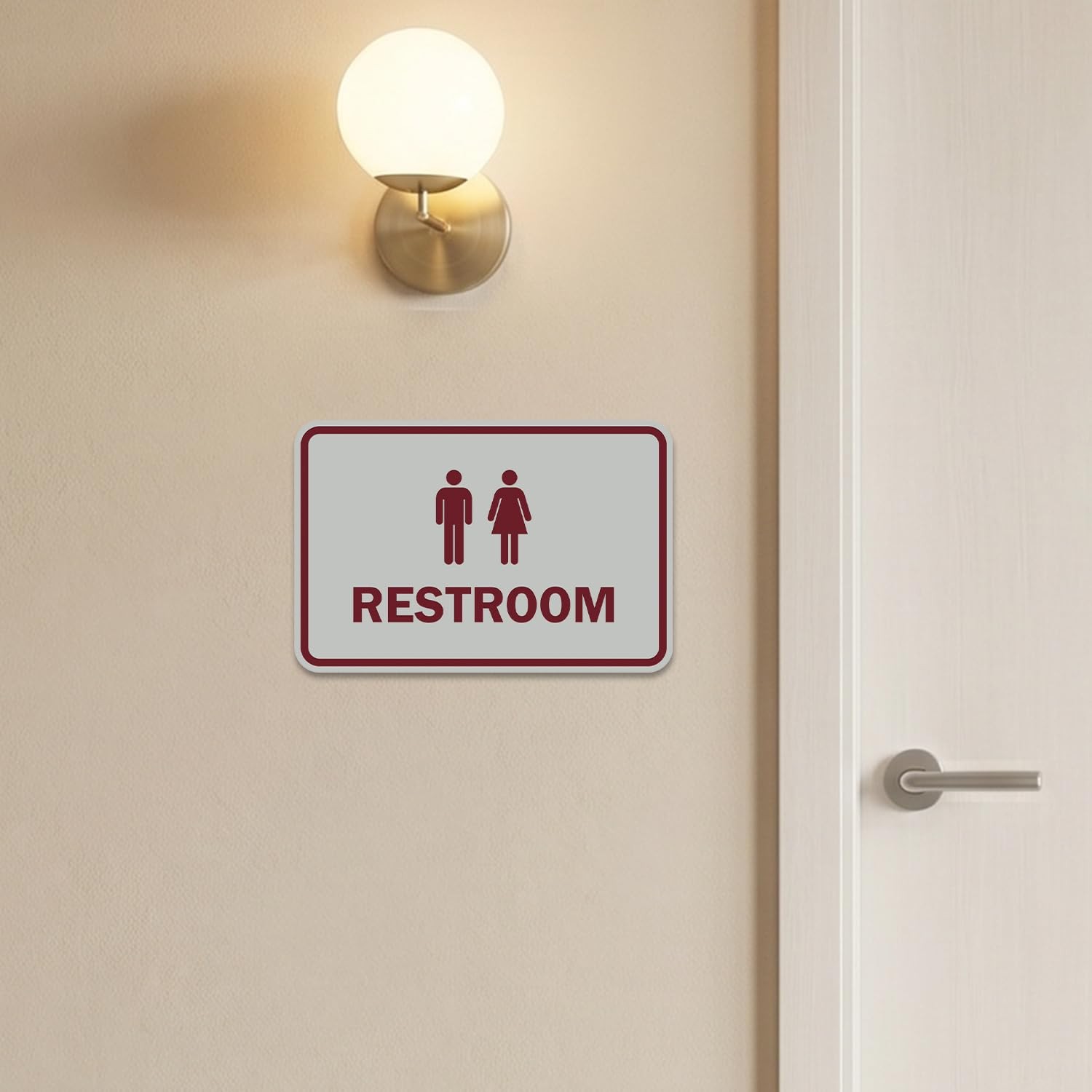1 PCS Medium Brushed Silver Classic Framed Unisex Restroom Sign Wall Mount