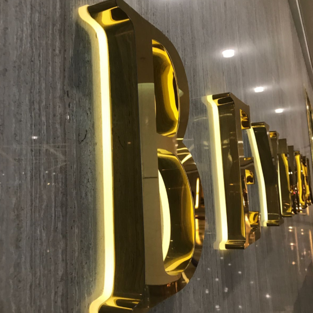 Custom Business Signage LED Metal 3D Letter Backlit Stainless Storefront 3D Sign