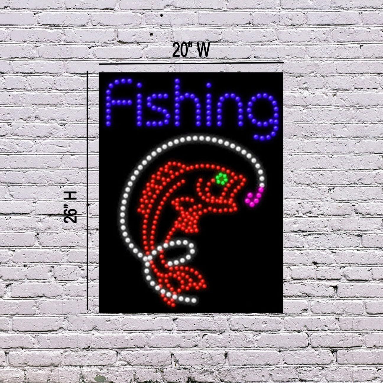 LED Fishing Sign | Light Up Sign | 26&Prime;H x 20&Prime;W x 2&Prime;D