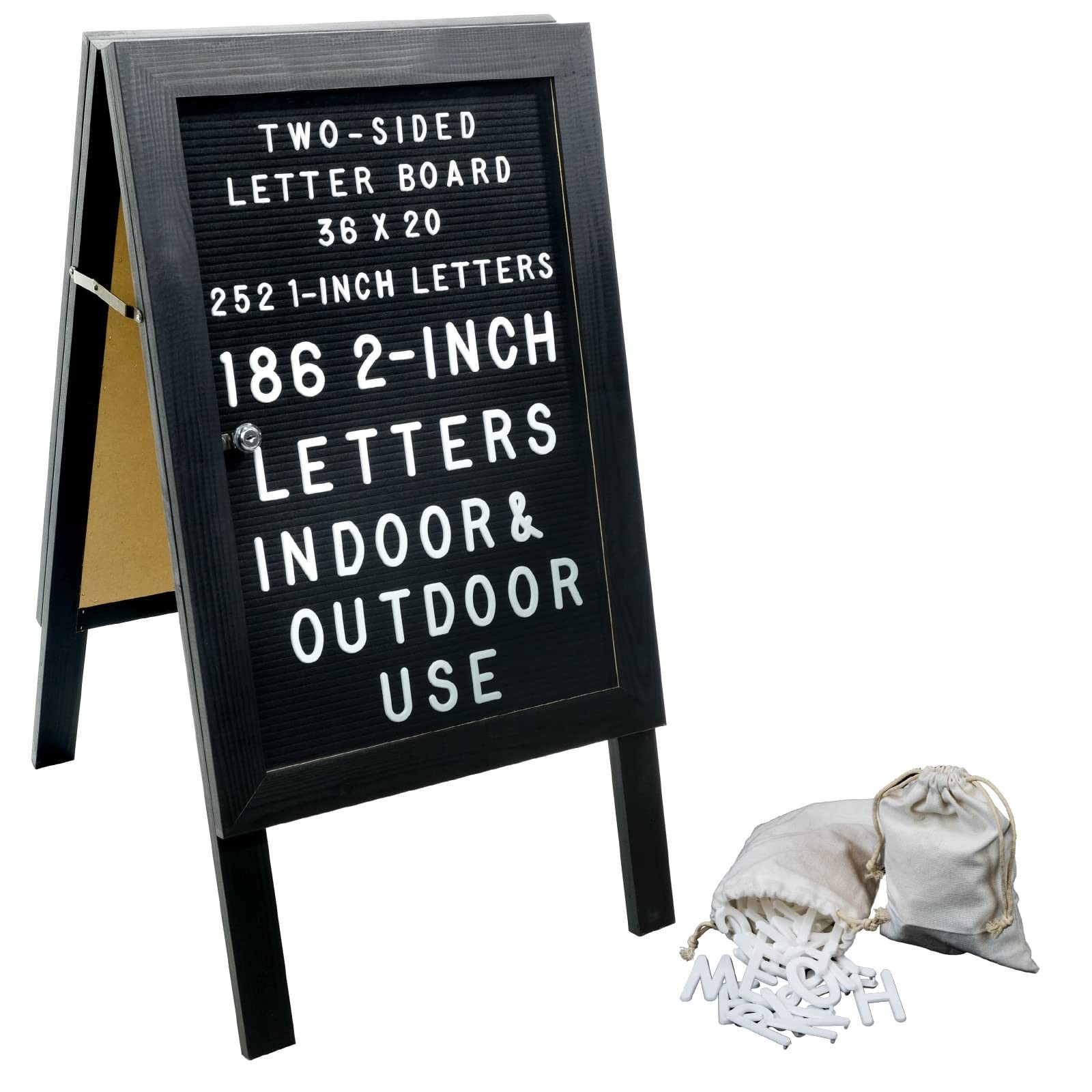 EXCELLO GLOBAL PRODUCTS Large Wooden A-Frame Sidewalk Sign 36×20 Felt Letter …