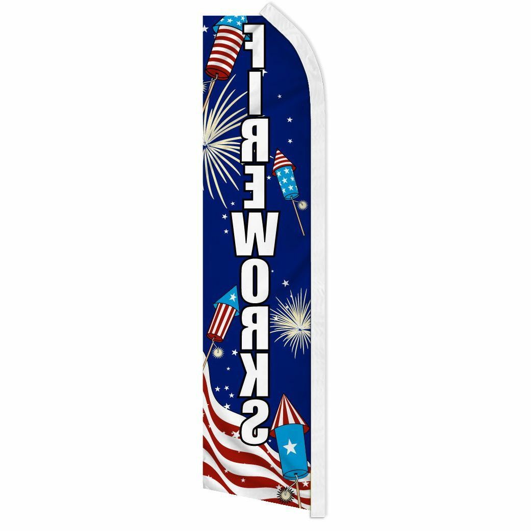 « FIREWORKS USA » advertising super flag swooper banner business sign patriotic