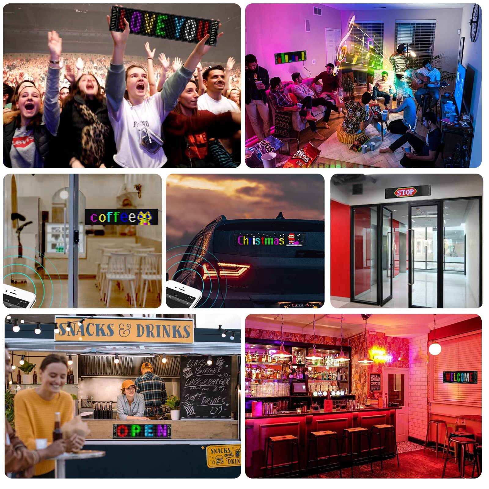 Programmable Scrolling LED Sign Flexible Bluetooth App Control for Advertising
