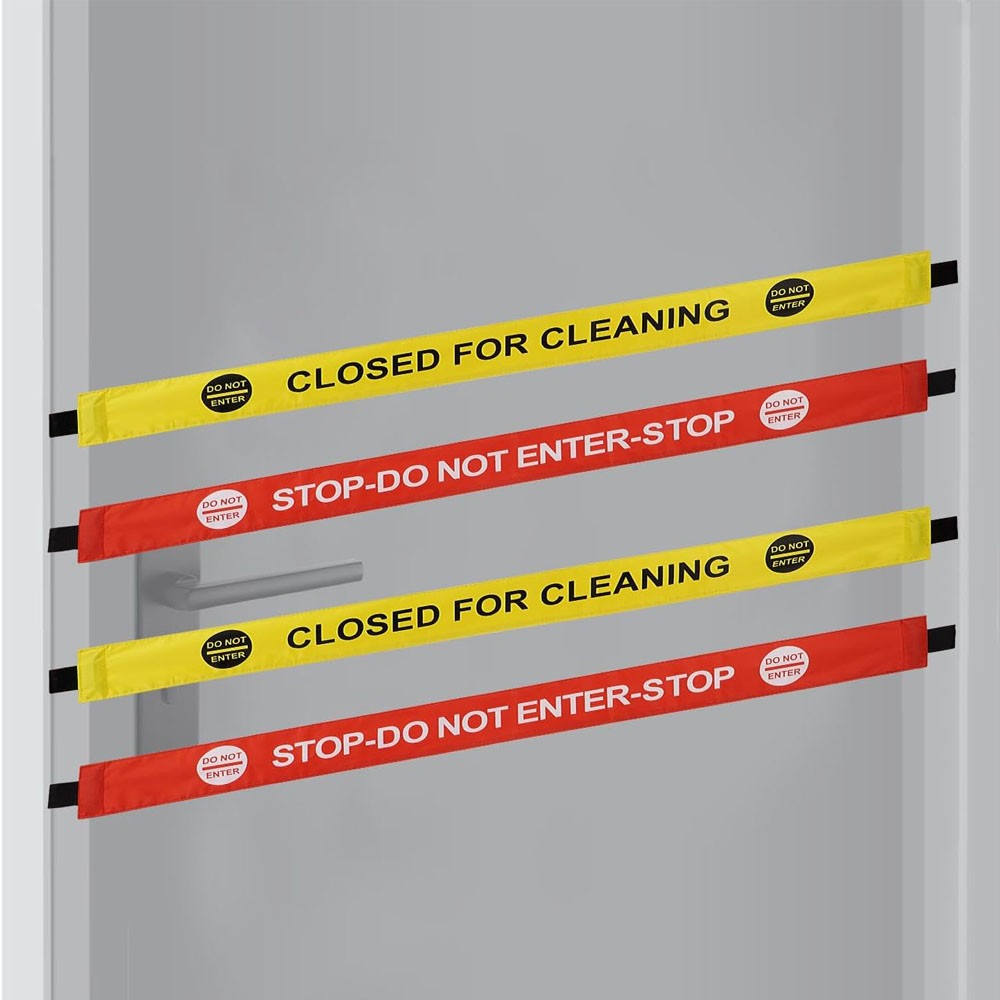 Pack of 4 Restroom Closed for Cleaning Sign with Magnetic Ends for restaurants