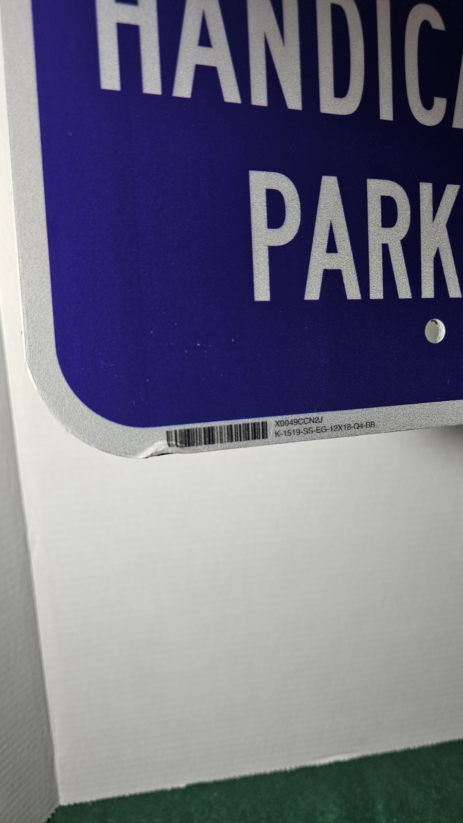 Large Handicap Parking Sign, Handicapped Sign, 18x 12 .040 Aluminum small damage