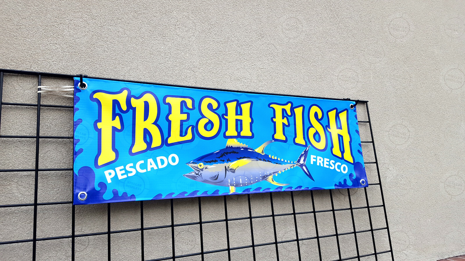 FRESH FISH Banner Food Restaurant Open Sign Shop Store Display Colorful Vinyl