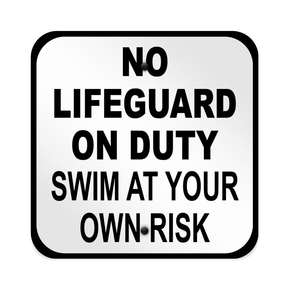 Aluminum Square Metal Sign No Lifeguard Caution Weatherproof Street