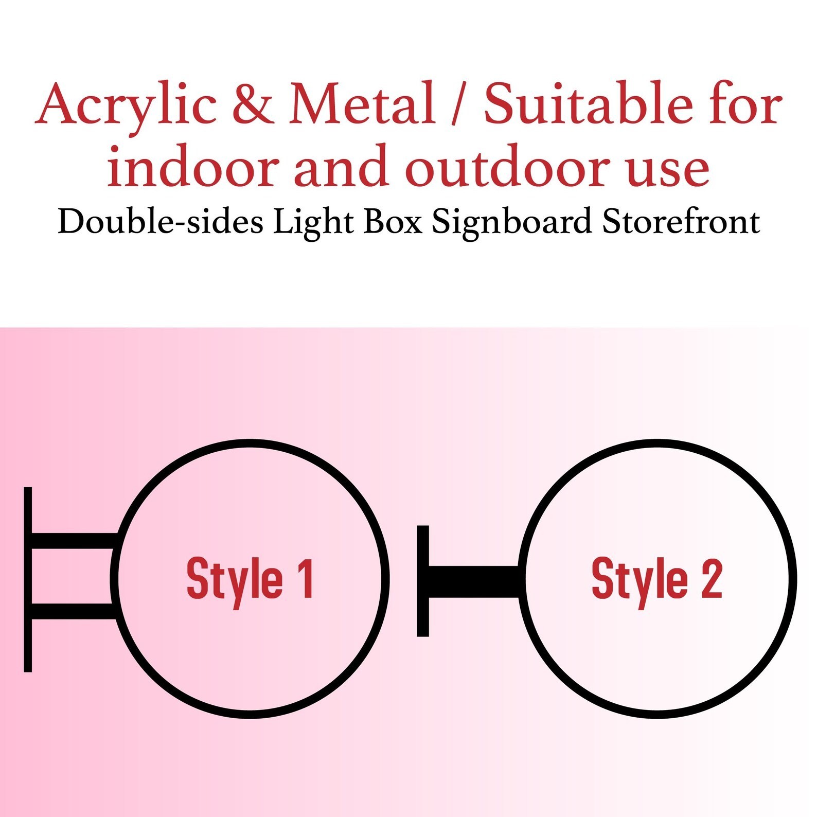 LED Light Box Sign – Double-Sided Round Acrylic Metal Storefront Sign Outdoor