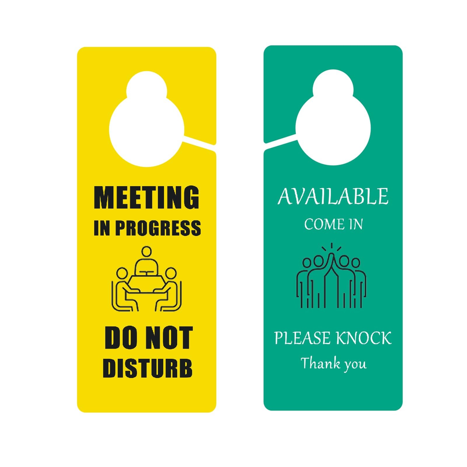 2 Pack Meeting in Progress & Available Sign for Office Door, Double Sided Do …
