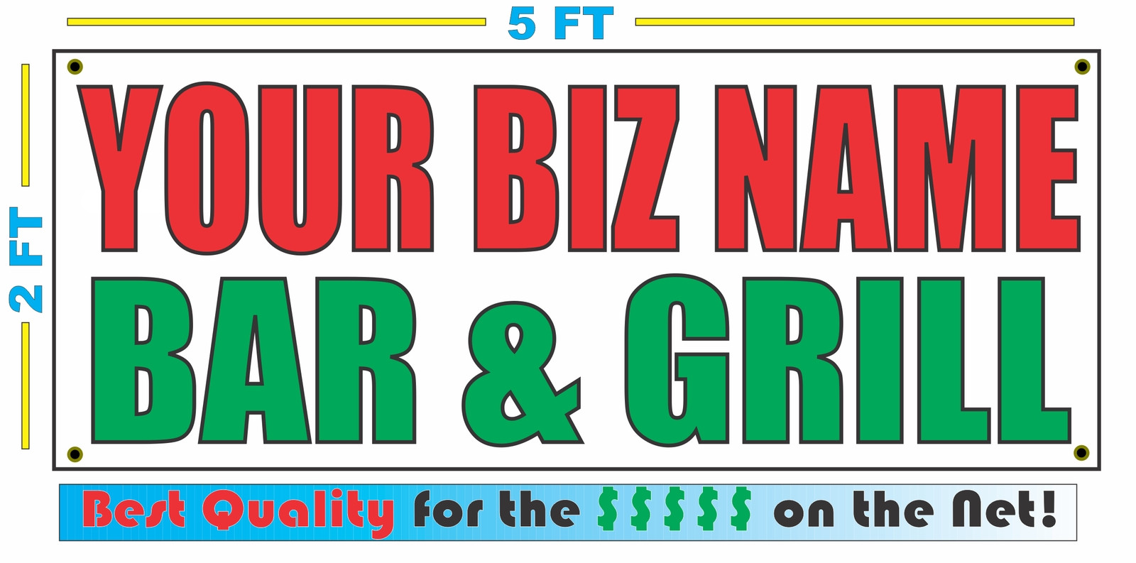 CUSTOM NAME BAR & GRILL Banner Sign NEW Larger Size Best Quality for the $$$