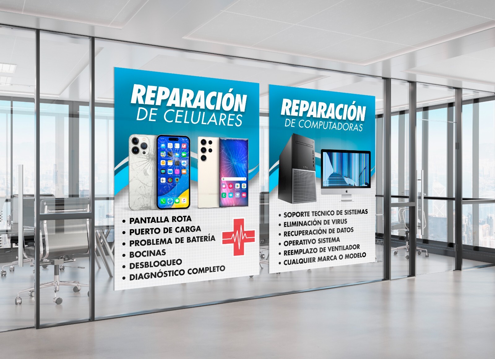Reparación de celulares Cell Phone Computer Repair banner sign iphone android