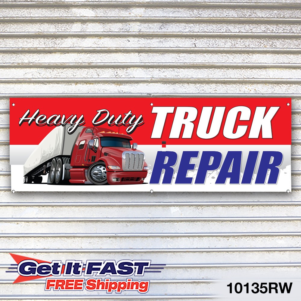 Truck Repair Banner Sign Tire Dealer Service Bay Garage