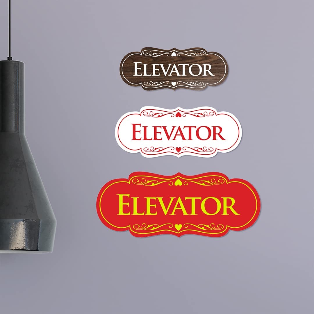 Designer Elevator Sign Black/Silver – Large 1 Pack