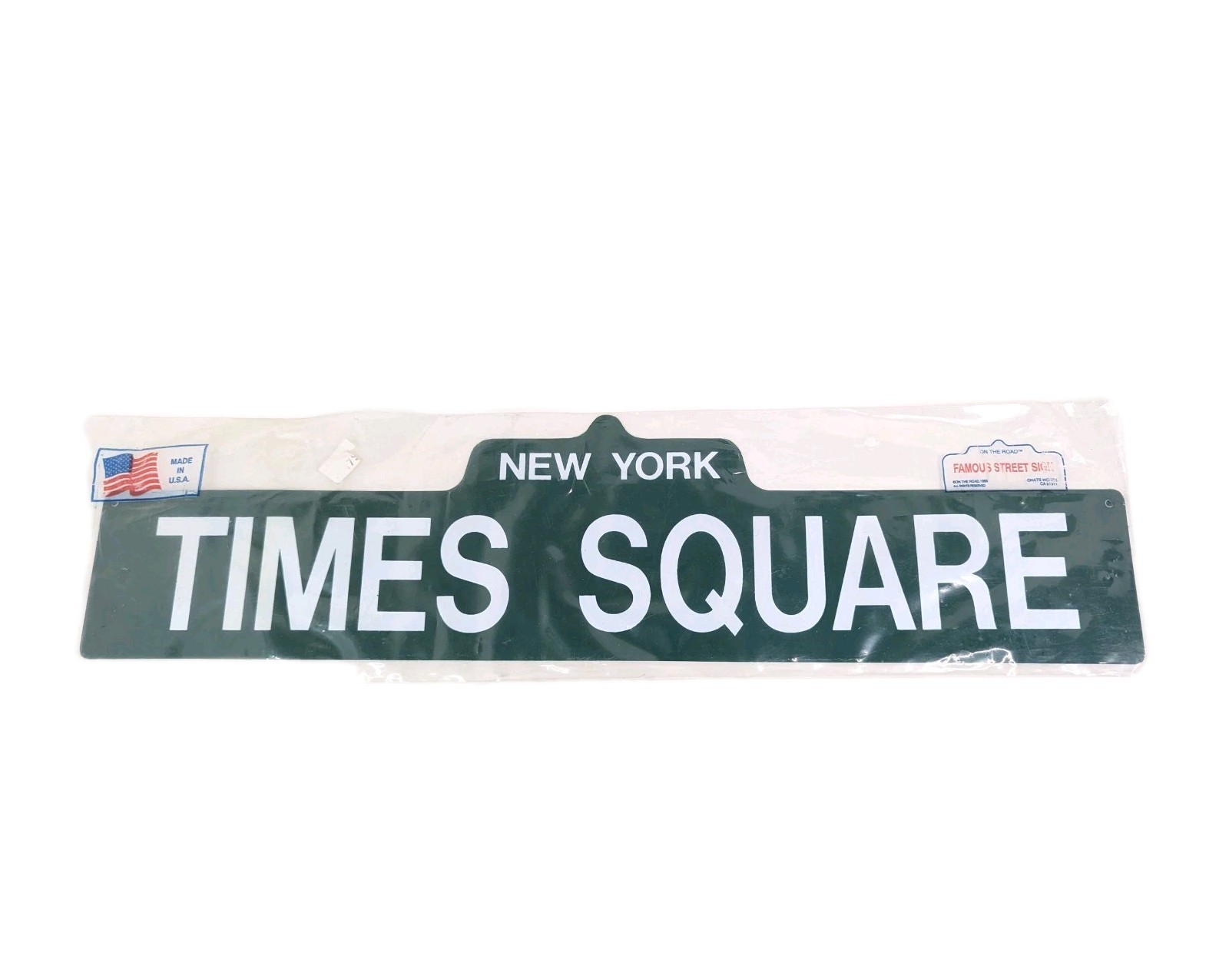 Times Square New York Street Sign Man Cave Décor Plastic Sign 4&Prime; x 18&Prime; Vtg USA