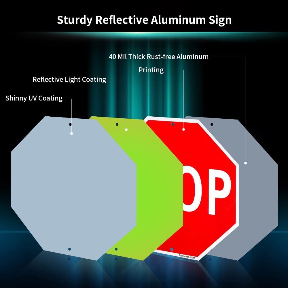Reflective Stop Sign 12×12 Aluminum Weatherproof Warning Sign