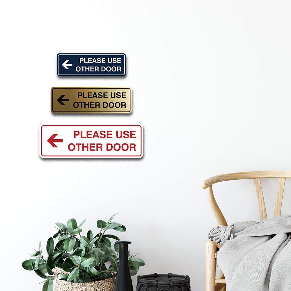 1 PCS Standard Please Use Other Door Left Arrow Sign White Small Wall Decor