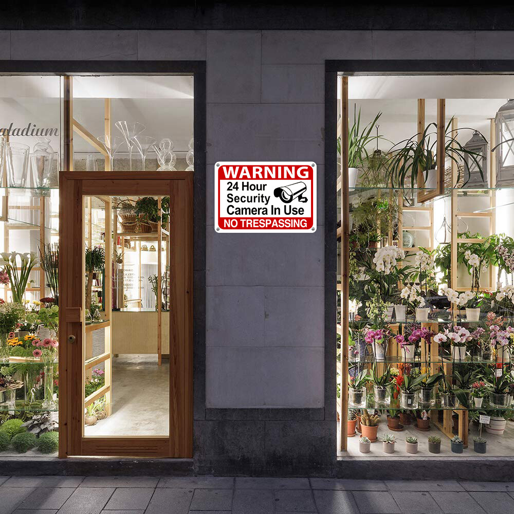 24 Hour Surveillance Signs Home Security Warning Signs No Trespassing cctv sign