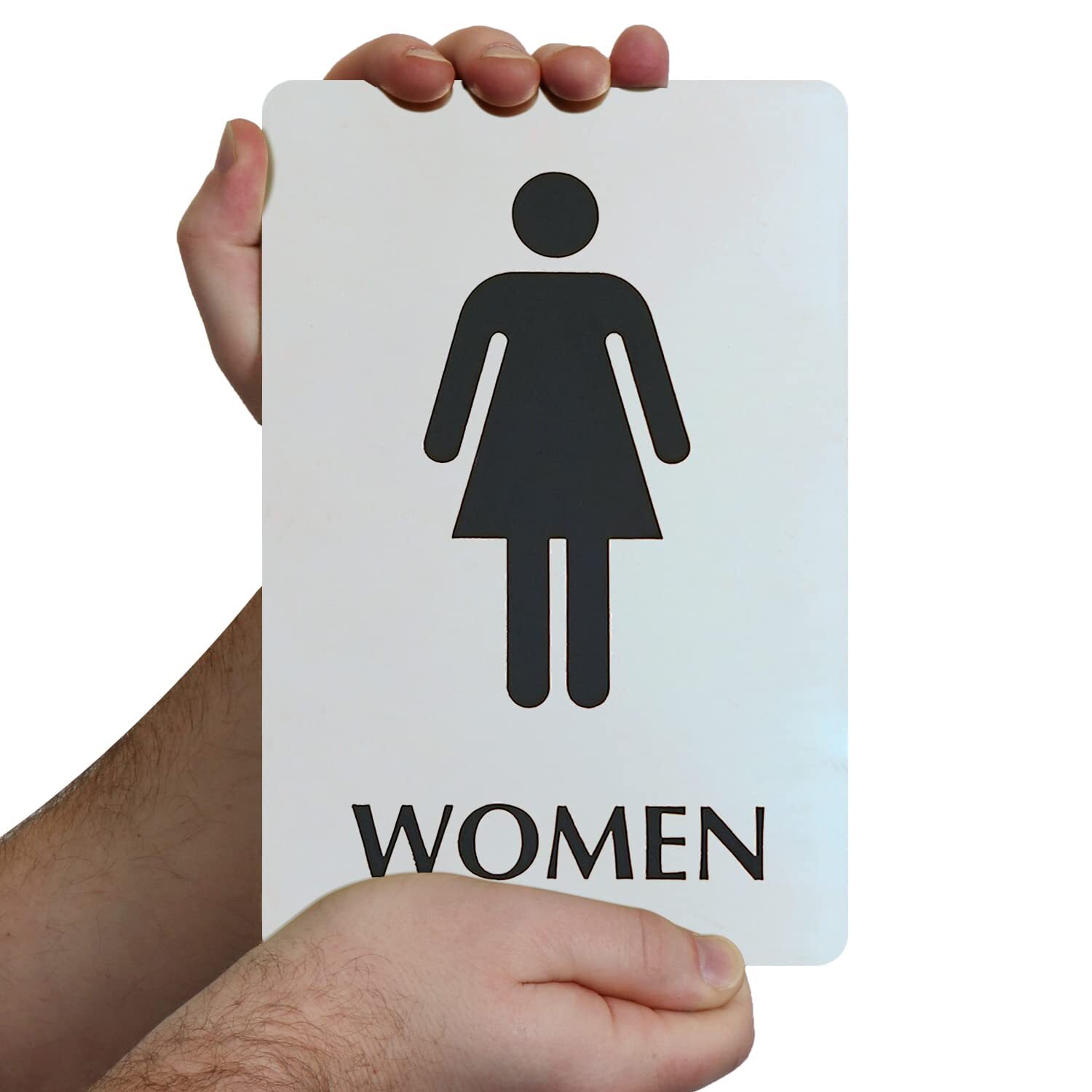6 x 9 inch Womens Restroom Sign with Pictogram 40 mil Stainless Steel Metal E…