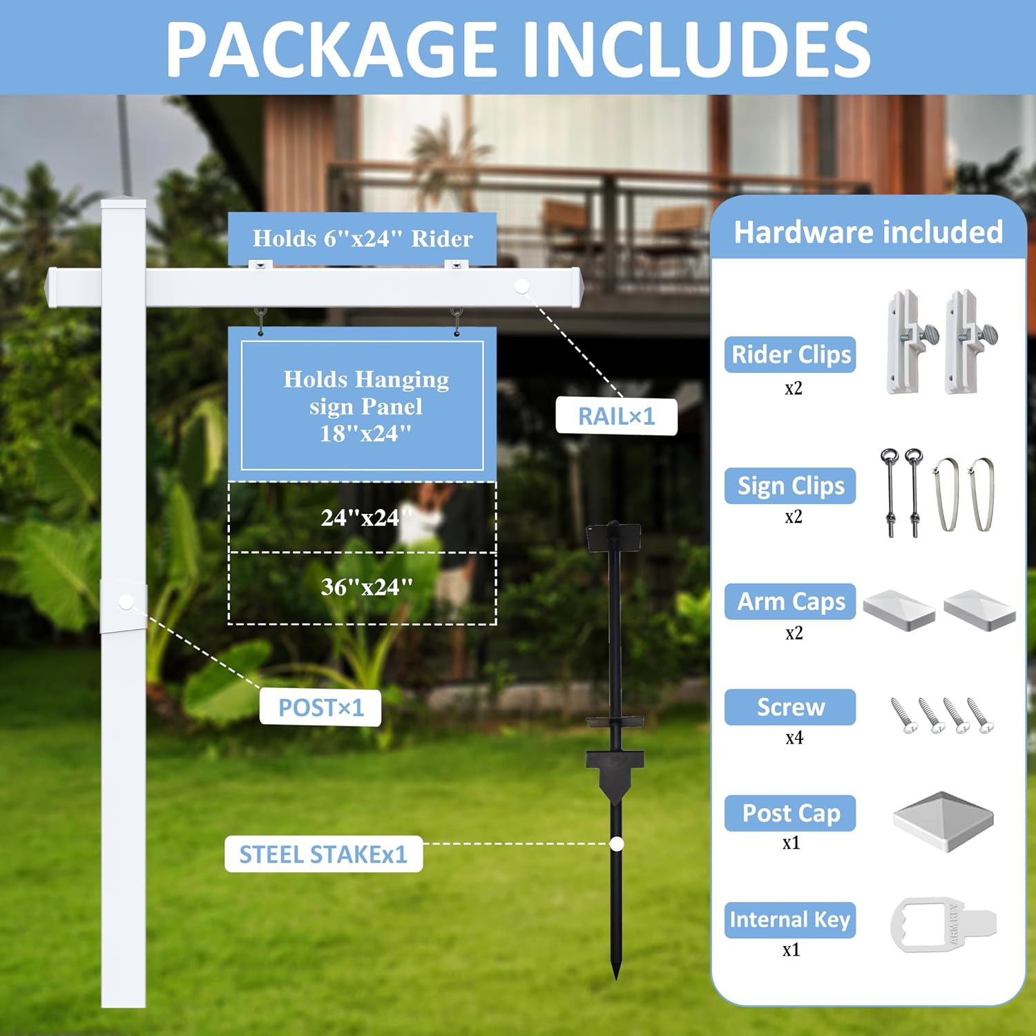 Vinyl PVC Real Estate Sign Post 6&prime; Tall, Realtor Yard Sign Post (Connected Type)