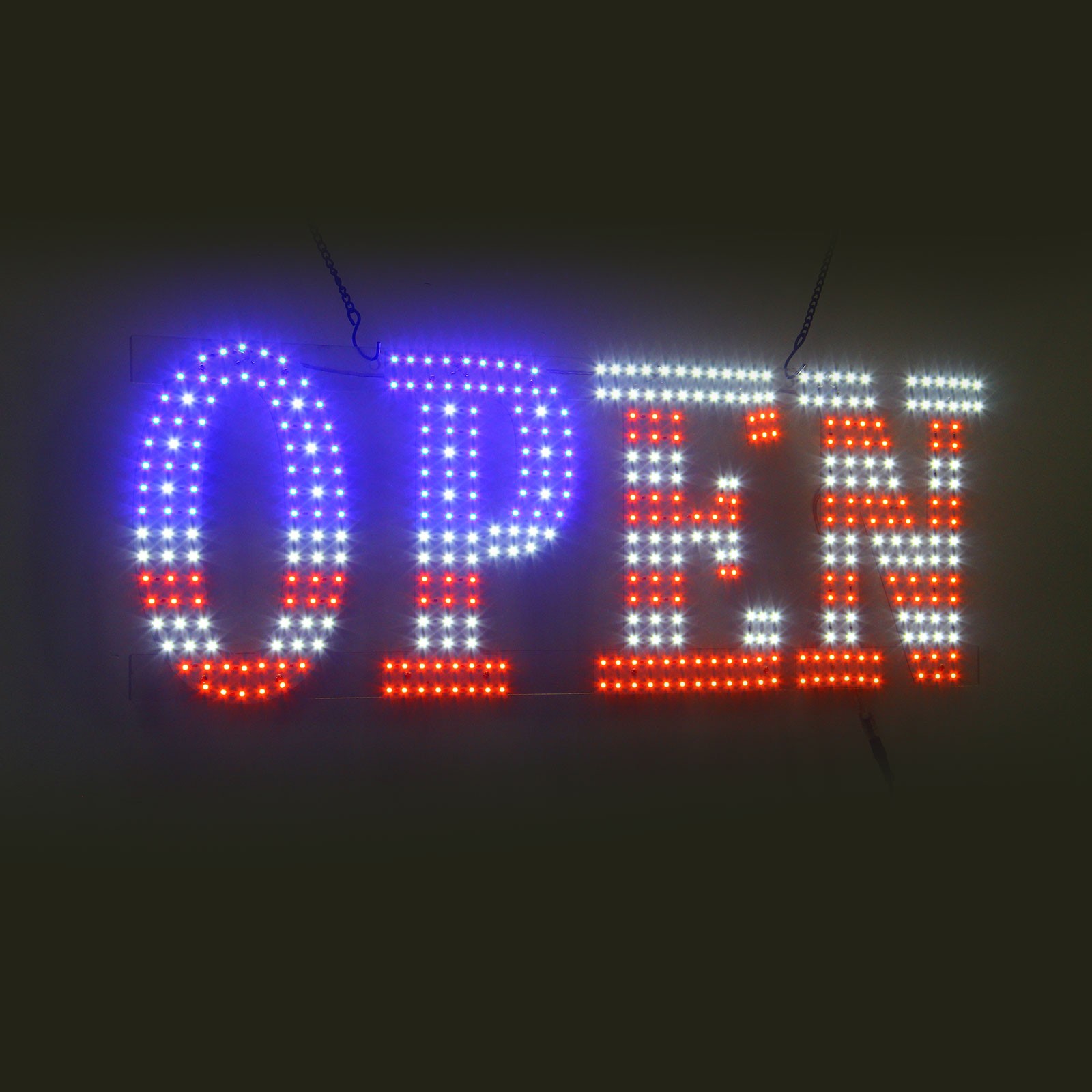 30&Prime;x10&Prime; US Flag LED Open Sign Remote Ultra Bright Light Store Window Wall Plug
