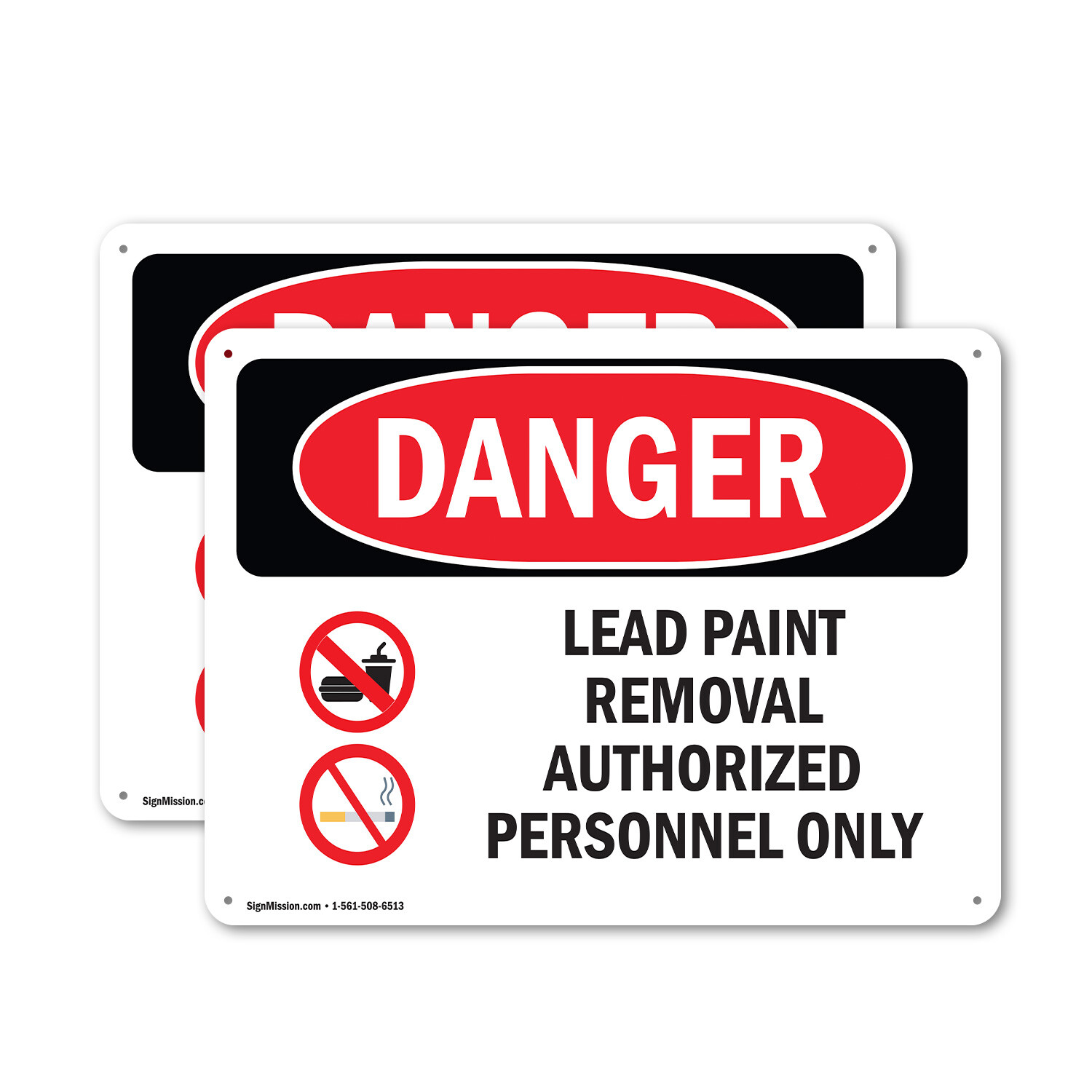 (2 Pack) Lead Paint Removal Authorized OSHA Danger Sign Decal Metal Plastic