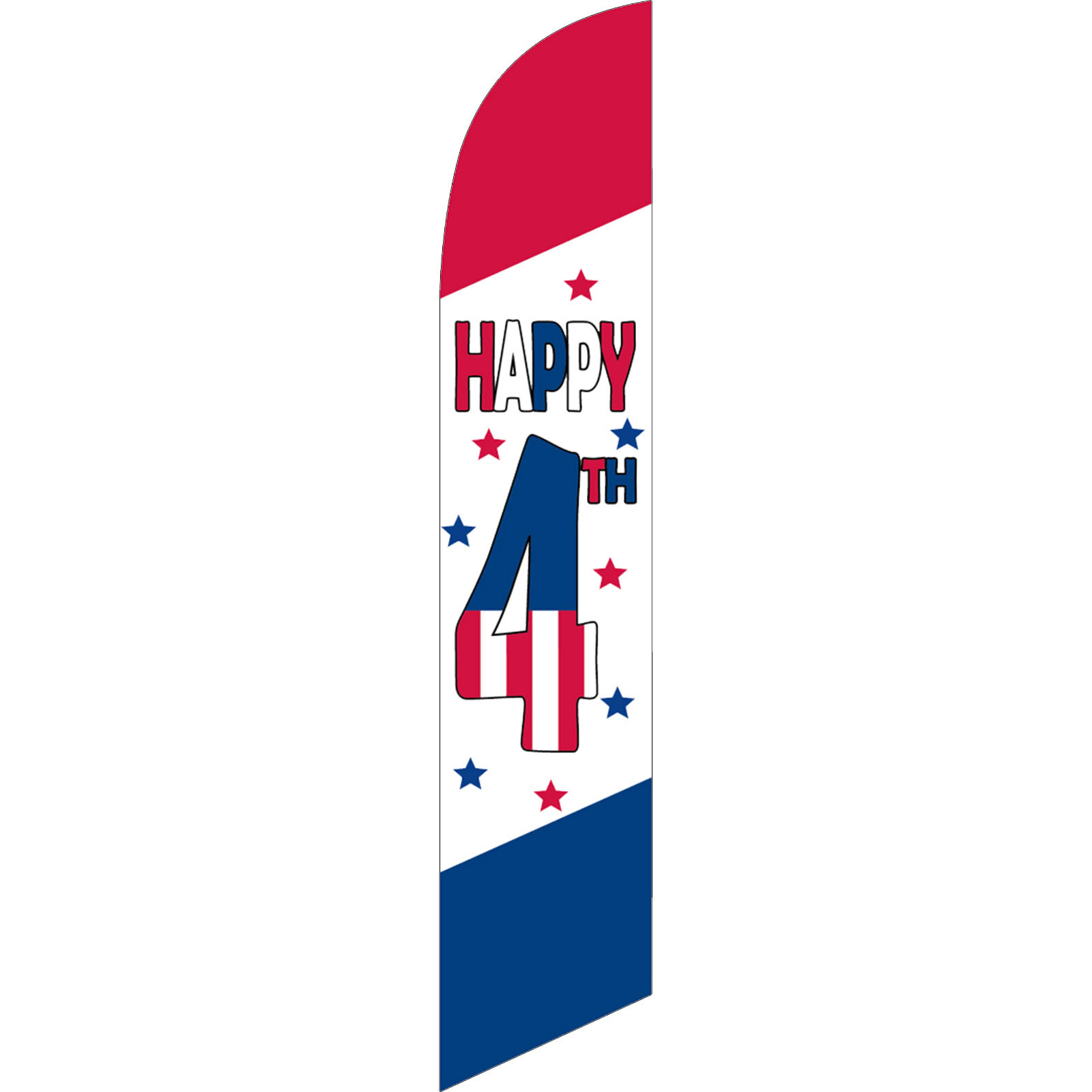 Happy 4th 3 ft X 11 1/2 ft Swooper Flag